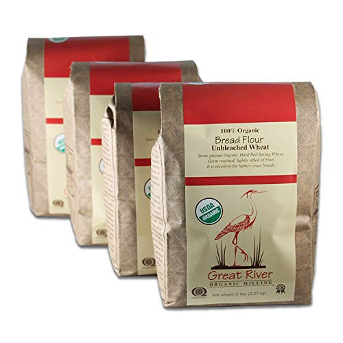 Great River Organic Milling Bread Flour Unbleached Wheat Organic 5Pounds Pack of 4