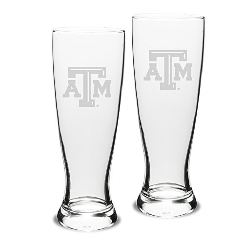 University Glass NCAA Texas AM Aggies Adult Set of 2  23 oz University Pilsners Deep Etch Engraved One Size Clear