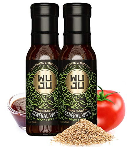 WUJU General Wus Chinese BBQ Sauce Marinade  Savory Asian Dressing  Naturally Gluten Free Asian BBQ Sauce  Savory  Spicy Ginger Sauce  Authentic Spicy BBQ Sauce With All Natural Ingredients  No Preservatives  2 x 8 Ounces