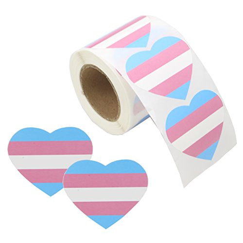 Love Pride Stickers Heart Shaped Roll Tape 250 Stickers Gay Pride Support LGBT (Heart - Transgender)