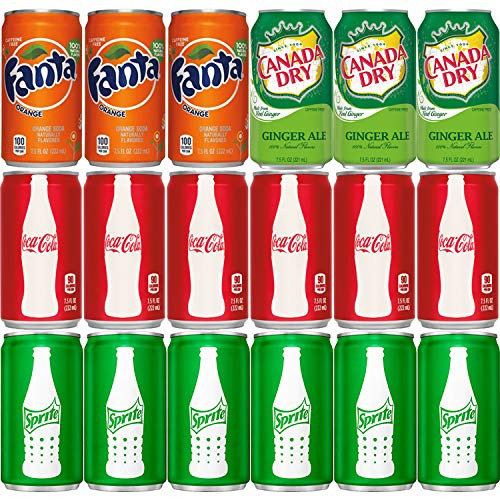 CocaCola Fanta Sprite  LemonLime Canada Dry  Ginger Ale  Ultimate Variety Pack! 75 oz Mini Cans Pack of 18 Total of 135 Fl Oz