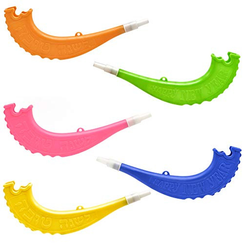Shofar Toy Plastic Assorted Colors Toy Shofars 5Pack