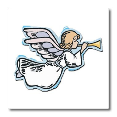3dRose Flying Horn Playing Angel-Iron On Heat Transfer, 8 by 8-inch, for White Material (ht_160457_1)