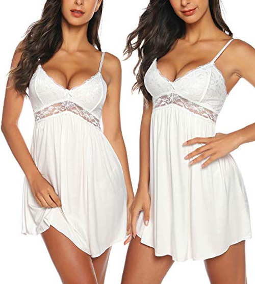RSLOVE Women White Slip Dress Lace Lingerie Sleepwear Chemises VNeck Full Slip Babydoll Nightgown Dress White XL RSLOVE Women White Slip Dress Lace Lingerie Sleepwear Chemises VNeck Full Slip Babydoll Nightgown Dress White XL