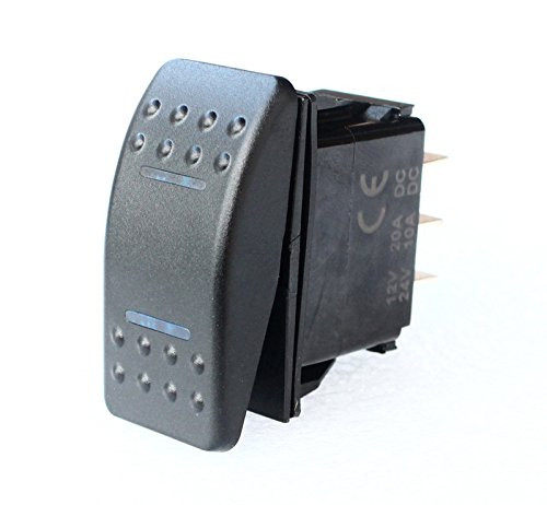 BANDC Marine Boat Car Rocker Switch (On)-off-(on) Momentary Blue LED Dpdt/7p 12v/24v
