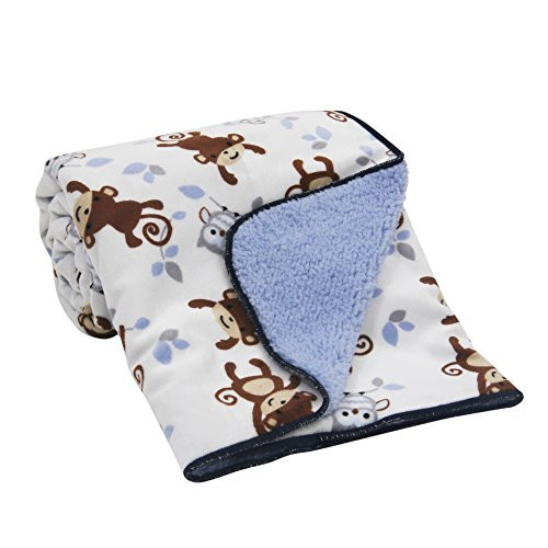 Bedtime Originals Sherpa/Velour Blanket, Mod Monkey