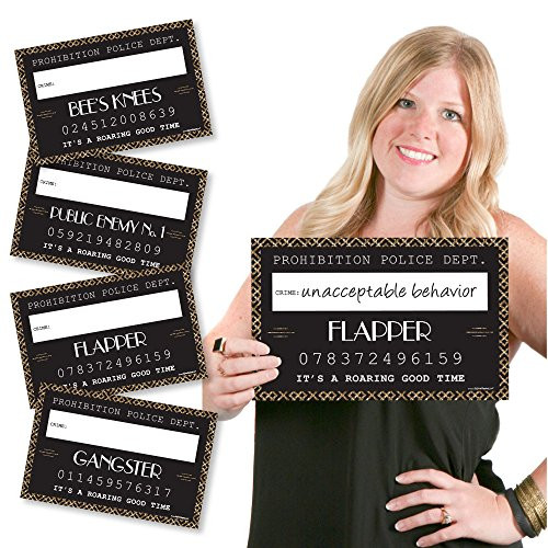 Roaring 20's - Party Mug Shots - Photo Booth Props 1920s Art Deco Jazz Party Mugshot Signs - 20 Count Roaring 20's - Party Mug Shots - Photo Booth Props 1920s Art Deco Jazz Party Mugshot Signs - 20 Count