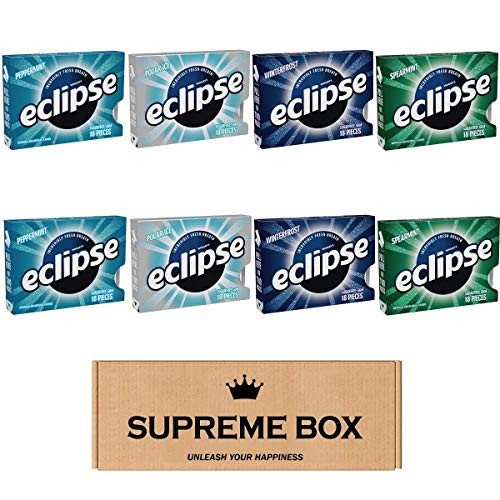 Eclipse Gums Variety Pack of 8Peppermint Polar Ice Winter Frost Spearmint SugarFree Gum 144 Pieces Total