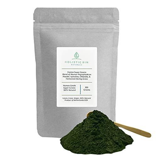 Holistic Bin Canine Super Greens Human Grade Blend of Marine Phytoplankton Powder Spirulina Chlorella Fermented Barley Grass