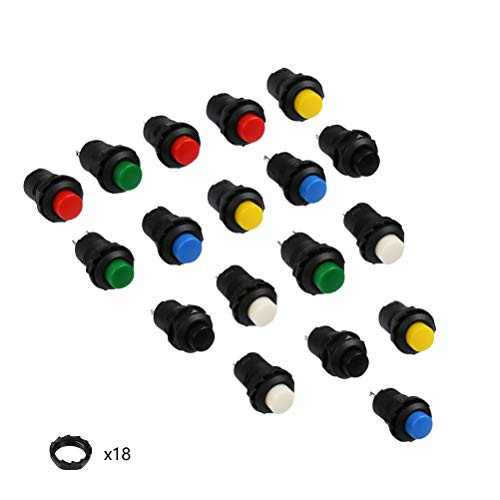OFNMY 18Pcs 12mm SelfLocking Latching Push Button Switch OFFON DS428