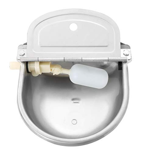 NATGAI Automatic Stainless Steel Waterer Bowl with Float Valve and Drainage Hole Water Trough Farm Grade for Horse Cattle Goat Sheep Dog