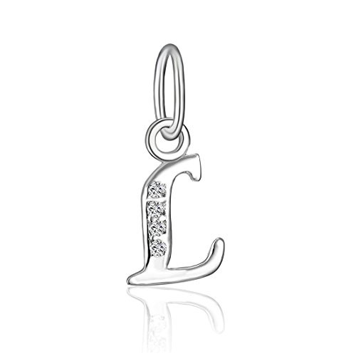 BORUO 925 Sterling Silver Cubic Zirconia AZ Initial Letters Alphabet Dangling Charms Pendant LetterL BORUO 925 Sterling Silver Cubic Zirconia AZ Initial Letters Alphabet Dangling Charms Pendant LetterL