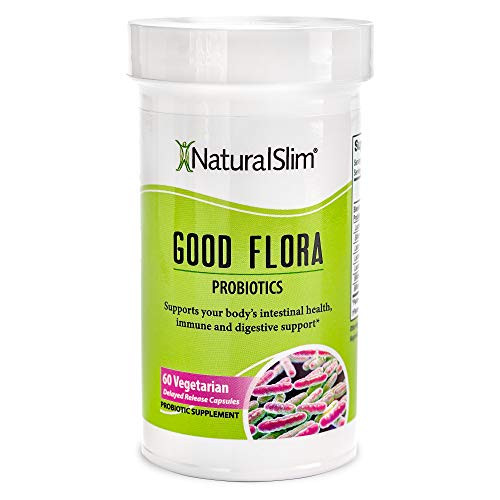 NaturalSlim Good Flora Probiotic Supplement for Men  Women  7 Powerful Probiotic Strains  Lactobacillus Acidophilus  Supports Digestive  Gut Health  60 Organic Vegetarian Capsules