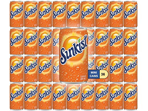 Sunkist Orange Soda Mini Soda Cans 75 oz Soft Drinks Bulk Snacks Pack Small Refrigerator  Snack Pantry Drink 36 Count Beverage Bedroom  Kitchen Supplies