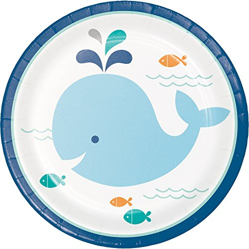Blue Baby Whale Dessert Plates, 24 ct