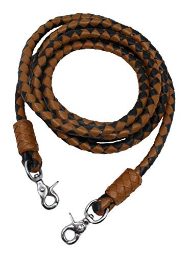 PRORIDER Horse Horse Western Tack Leather Round Braided Roper Barrel Reins wSnaps 6652TT 6652TT