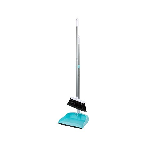 Casabella Upright Sweep Set with 4 Piece Pole, Silver and Blue, Basics