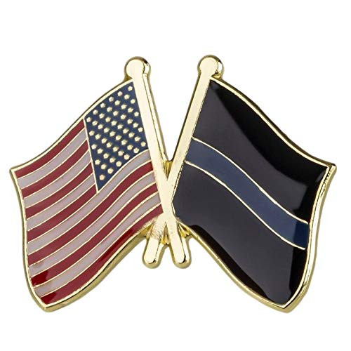 AmericanThin Blue Line Crossed Friendship Flags Lapel PinUSA Police Law Enforcement Broach AmericanThin Blue Line Crossed Friendship Flags Lapel PinUSA Police Law Enforcement Broach