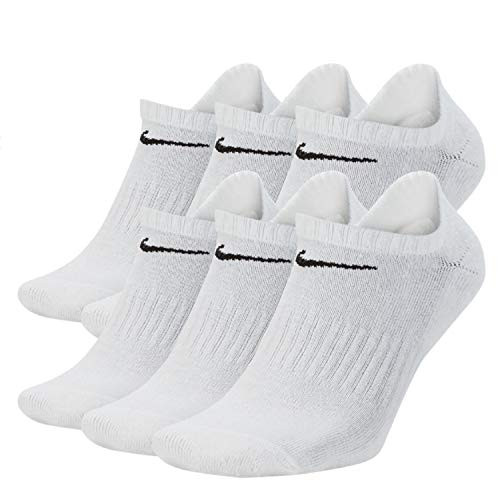 NIKE Everyday Performance Training Socks 6Pair L Mens 812  Womens 1013 Noshow Low Cut White