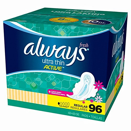 Product of Always Fresh Clean Scent Ultra Thin Regular Pads with FlexiWings 96 ct  Feminine Care Bulk Savings