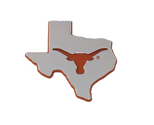 The University of Texas Longhorns Metal Auto Emblem Many Different Colors Available! State Shape Debossed Orange Trim The University of Texas Longhorns Metal Auto Emblem Many Different Colors Available! State Shape Debossed Orange Trim