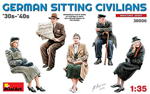 MiniArt 38006 German Sitting Sivilians 30s40s135 Scale Plastic Miniature Kit