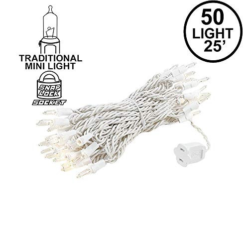 Novelty Lights 50 Light Clear Christmas Wedding Mini String Light Set White Wire IndoorOutdoor UL Listed 25 Long