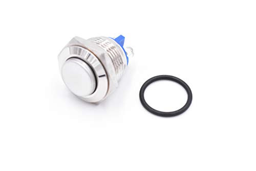 DC 36V 2A 16mm High Round Cap Waterproof Metal Momentary Push Button Switch High Flush Reactable Screw Terminals