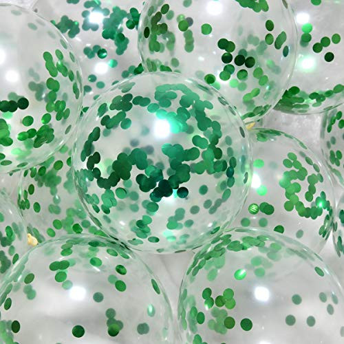 Party Balloons 12inch 50 Pcs Latex Confetti Balloons Birthday Balloons Party Decoration Wedding Baby Shower Christmas PartyConfetti Green