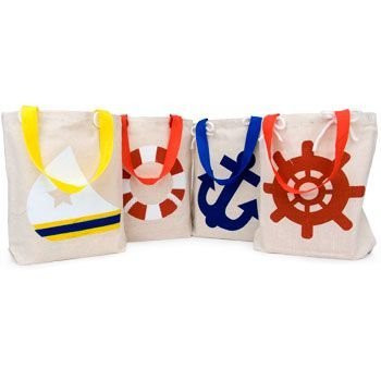 Fun Express Nautical Theme Canvas Small Tote Bags - 1 Dozen