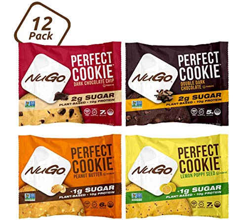 NuGo Perfect Cookie Variety Pack 10g Vegan Protein 12g Sugar 190 Calorie Gluten Free 12 count Variety Pack  12Ct