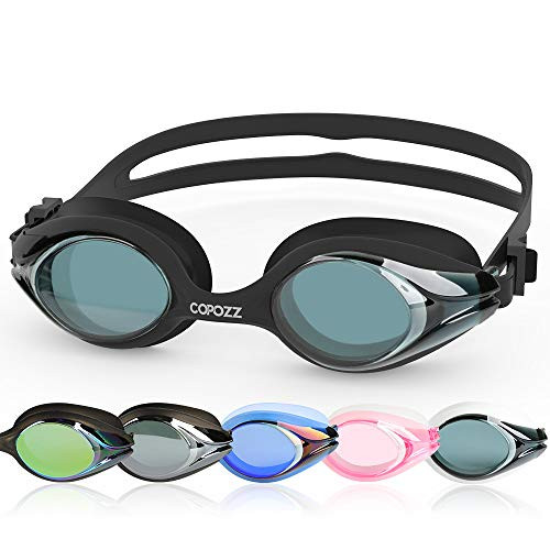 COPOZZ Competitive Swim Goggles 3912 Shatterproof Swimming Reflective MirrorClear Anti Fog UV Protection Water Goggles No Leaking Triathlon Racing Goggles