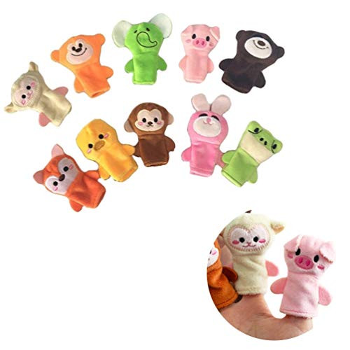 STOBOK 10pcs Animal Finger Puppets Story Time Cartoon Soft Plush Animals Props Toy Finger Toy for Toddlers Baby