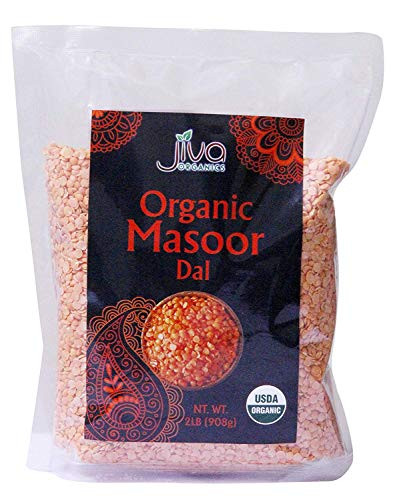 Jiva Usda Organic Masoor Dal Split Red Lentils 2 Lb  Updated Packaging