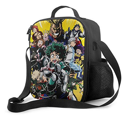 My Hero Academia Portable Lunch Bag Insulated Lunch Tote Bag Adjustable Shoulder Strap Lunch Bag Reusable Leak Proof Lunch Box for School Work Office Picnic