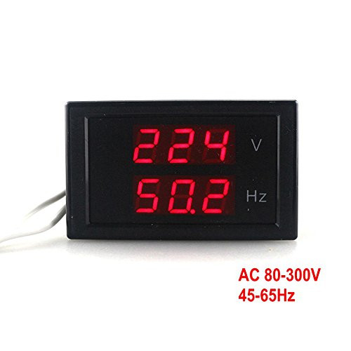 KETOTEK Digital AC Voltmeter AC80-300V Frequency Counter 45.0-65.0 HZ LED Display Voltage Frequency 2 in 1 Meter Tester with Two Wires