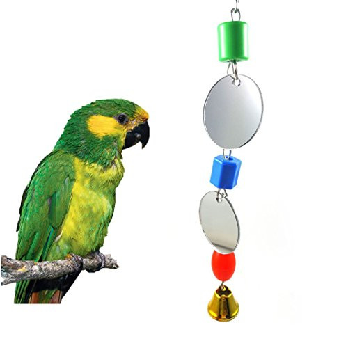 Hypeety Pet Bird Mirror with Bell Interactive Parrot Toy for Parrot Macaw African Greys Budgies Cockatoo Parakeet Cockatiels Conure Lovebird Cage Bells Mirror A Hypeety Pet Bird Mirror with Bell Interactive Parrot Toy for Parrot Macaw African Greys Budgies Cockatoo Parakeet Cockatiels Conure Lovebird Cage Bells Mirror A