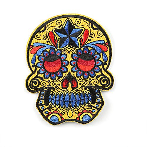 Iron on Patches Skull Style Appliques Cool Patches Fabric Embroidered Patches Motif Applique Kit Perfect Ironed on Jackets Clothing YellowBlue Skull Iron on Patches Skull Style Appliques Cool Patches Fabric Embroidered Patches Motif Applique Kit Perfect Ironed on Jackets Clothing YellowBlue Skull