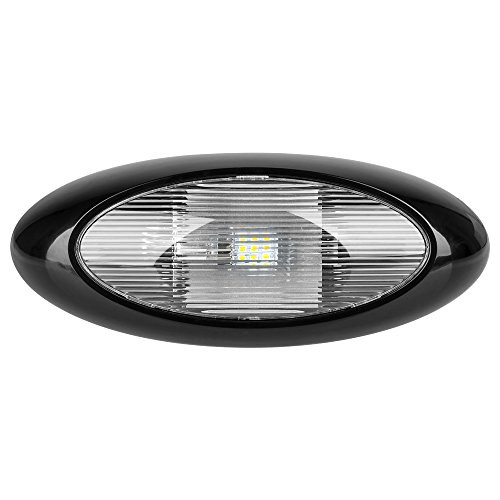 12" LED Oval Scare/Porch Light - Clear Lens, Black Base - A Durable, Replacement Or Addition For Any RV, Trailer, or Camper.