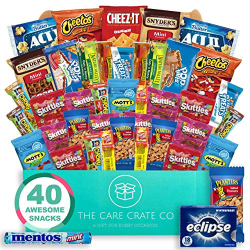 The Care Crate Snack Box Care Package  40 piece Snack Pack  Chips Variety Pack Pretzels Candies