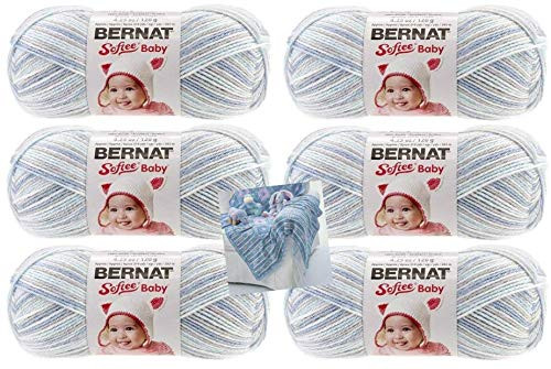 Bernat Softee Baby Yarn  6 Pack with Pattern Blue Flannel