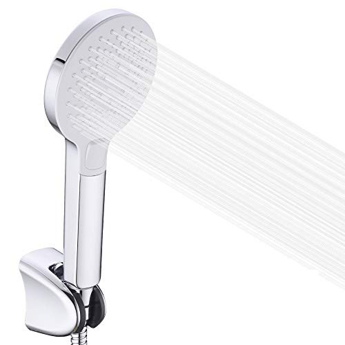 faustina High Pressure Handheld Shower Head 3 Spray Settings Detachable Hand Held Showerhead with Hose and Adjustable Bracket Chrome Finish