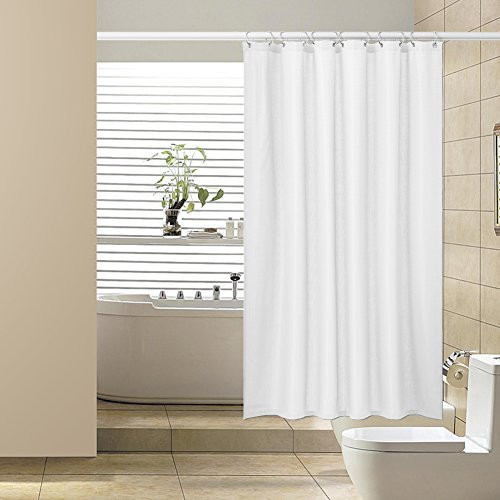 Shower Curtain,Mildew Resistant Waffle Weave Fabric Shower Curtain for Bathroom with Rustproof Grommets,Waterproof Water-Repellent & Antibacterial,72" x 72"- White