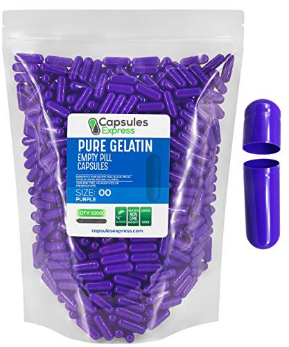 Capsules Express Size 00 Purple Empty Gelatin Capsules 1000 Count  Kosher and Halal  Pure Gelatin Pill Capsule  DIY Powder Filling