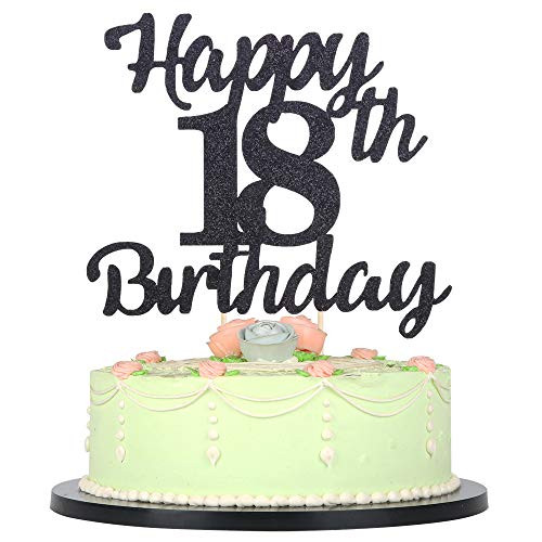 LVEUD 18th Birthday Cake Topper for Happy Birthday 18 Black Flash 18th Cake Topper?Happy Birthday Cake Topper Cake Ornament 18th