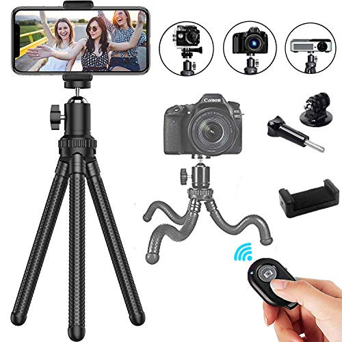 LYWINDODO Phone Tripod Portable and Flexible Phone Tripod Stand with Wireless Remote and Phone Holder Tripod for iPhoneAndroid SmartphoneCameraSports Camera
