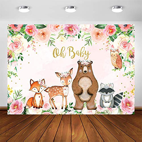COMOPHOTO Woodland Backdrop for Girl Baby Shower Animals Oh Baby Floral Photography Background 7x5ft Woodland Safari Baby Shower Birthday Backdrops Decorations Banner Photobooth Props COMOPHOTO Woodland Backdrop for Girl Baby Shower Animals Oh Baby Floral Photography Background 7x5ft Woodland Safari Baby Shower Birthday Backdrops Decorations Banner Photobooth Props