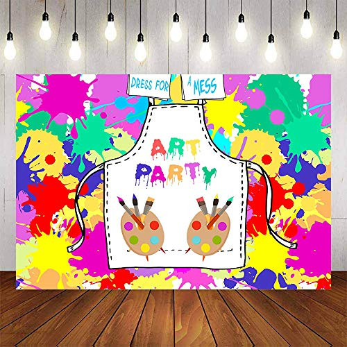 Avezano Art Paint Party Backdrop Artist Birthday Party Decoration Dress for a Mess Background 6x4ft Art Painting Splatter Photo Background Birthday Party Photo Booth Prop