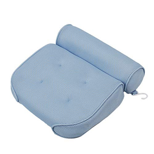Bath Pillow Bathtub Pillow with 6 Upgraded Nonslip Suction Cups Extra Thick Spa Bathtub Cushion for Head Neck Back and Shoulder Support Fits Jacuzzi  Hot Tubs Blue