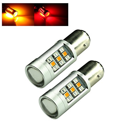 3157/7443/1157 Dual Color 3535 Chip Switchback Red/Amber 33-LED Turn Signal Light Bulbs (1157, Red/Amber)
